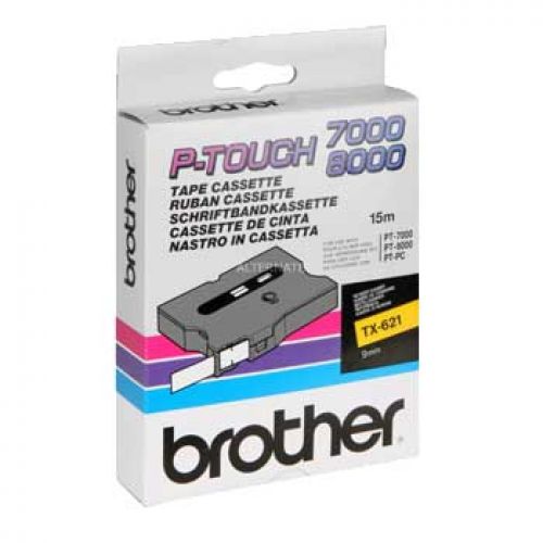 BROTHER Fita laminada Amarelo / preto 9 mm , Brother , BROTX621 , 4977766051606